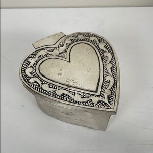 Silver Plated Heart Trinket Box Hinged 5x4”